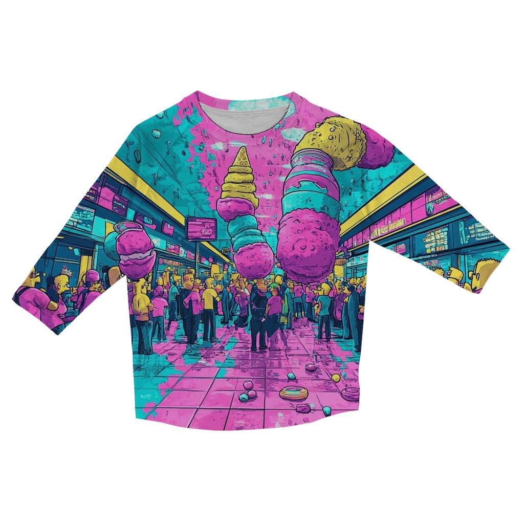 Springfield Mall Food Court Frenzy trendy 3/4 sleeve tops