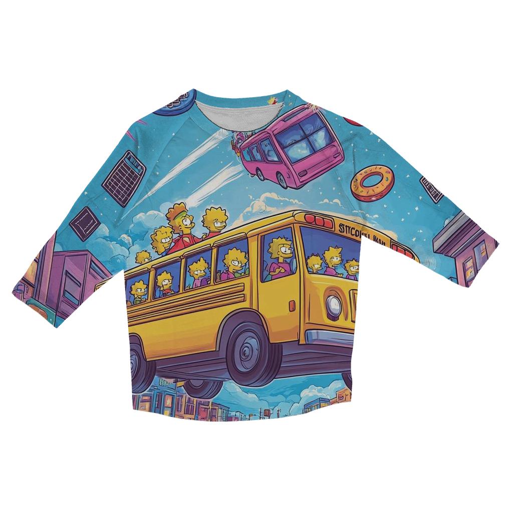 School Bus Detour To Outer Springfield casual three quarter sleeve shirts