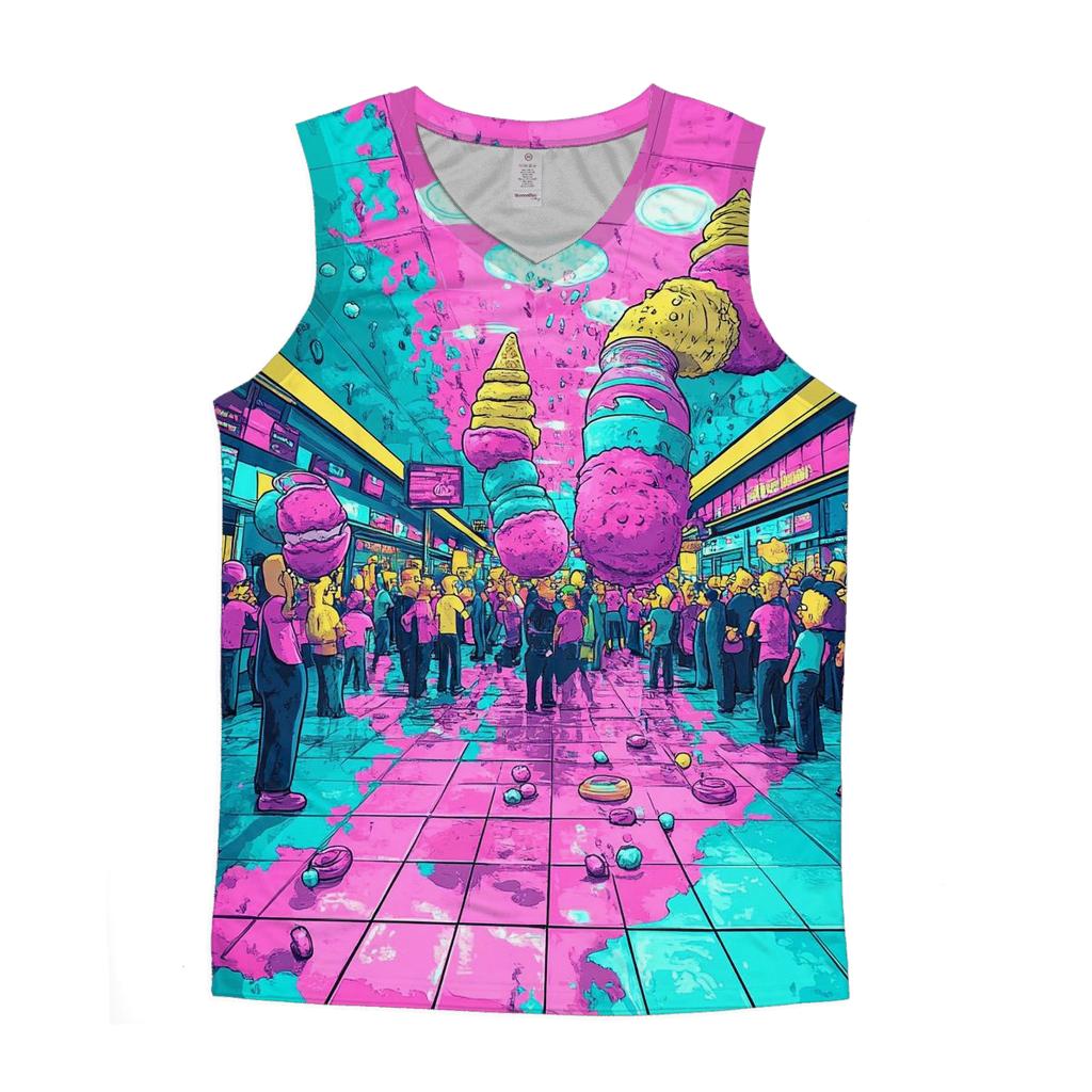 Springfield Mall Food Court Frenzy graphic print tank tops