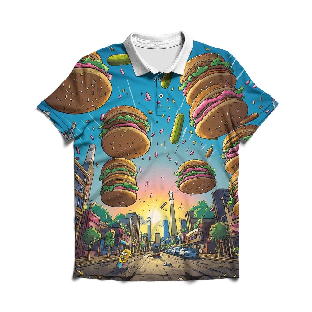 Springfield Skyline Burger Chaos embroidered polo tops