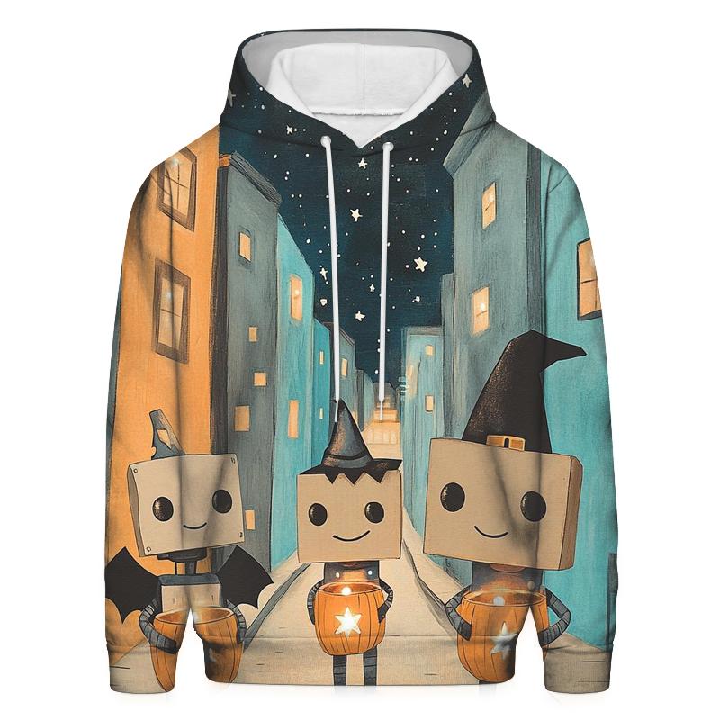 Robots At Halloween Starry Street printed hoodies