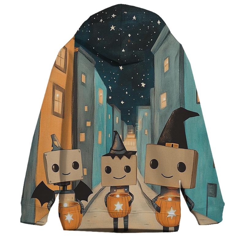 Robots At Halloween Starry Street printed hoodies