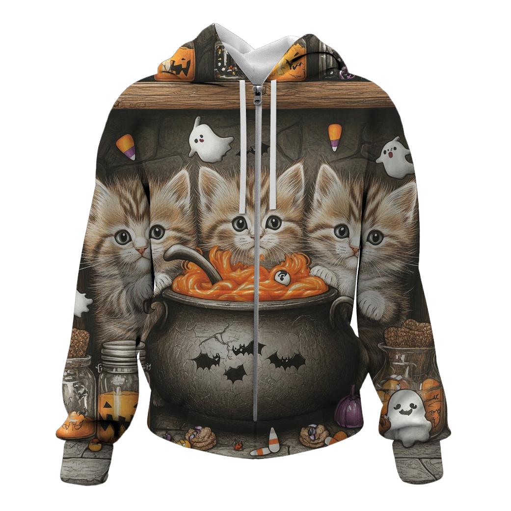 Witch Kittens In Spooky Cauldron Kitchen hoodies fashion