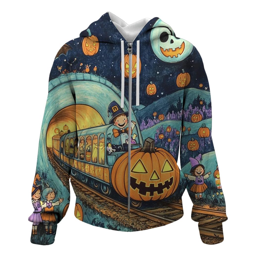 Ghost Train Ride Spooky Edition zip-up hoodies
