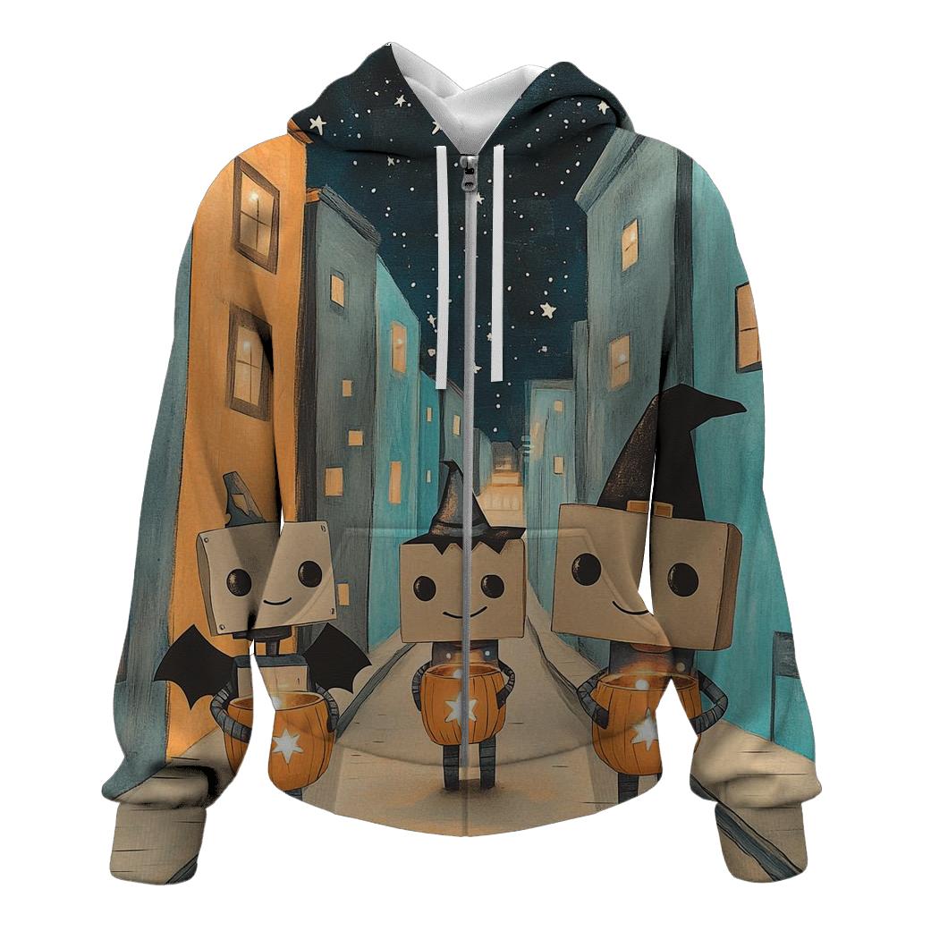 Robots At Halloween Starry Street heavyweight hoodies