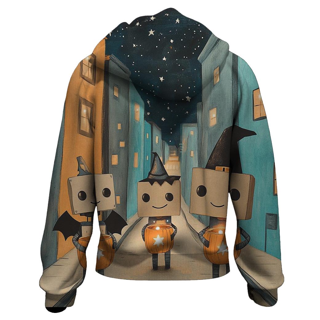 Robots At Halloween Starry Street heavyweight hoodies