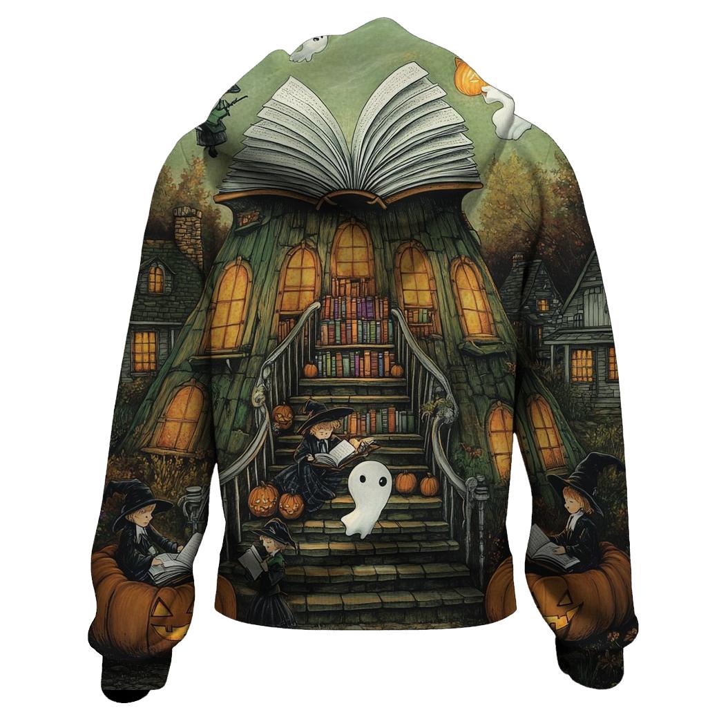 Storybook Haunted Village Library designer hoodies