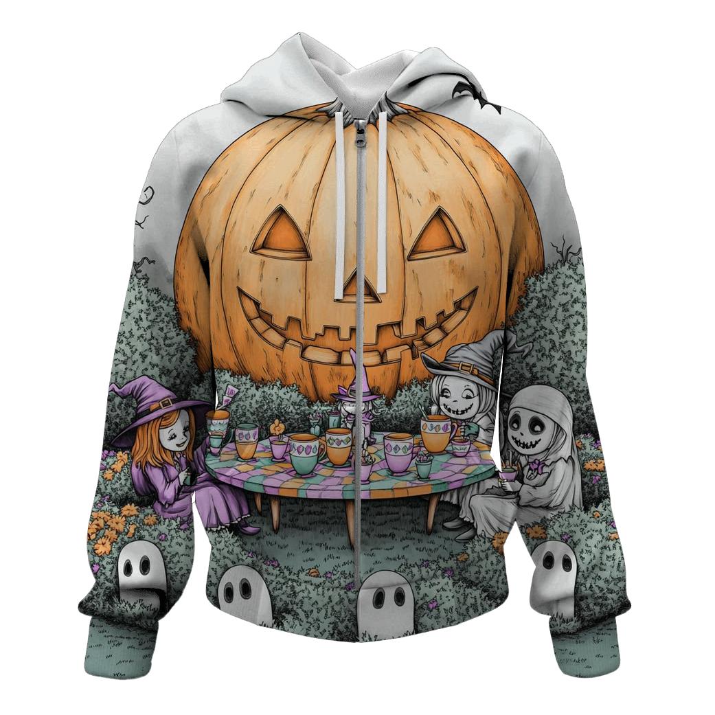 Moonlit Garden Tea Party Halloween Edition custom hoodies