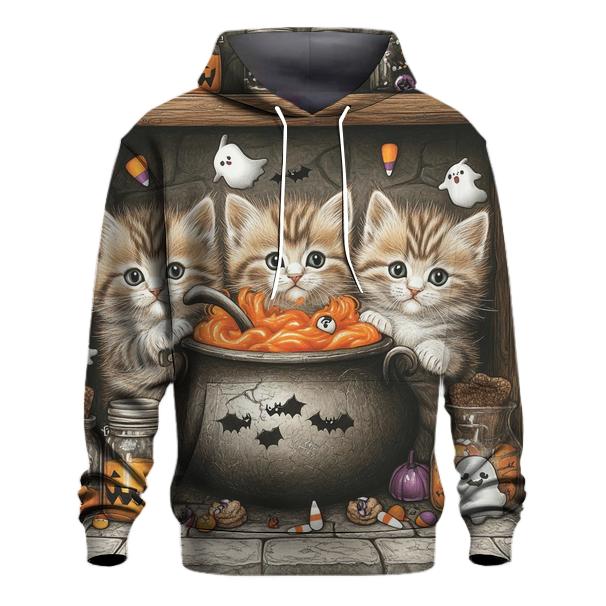 Witch Kittens In Spooky Cauldron Kitchen graphic hoodies