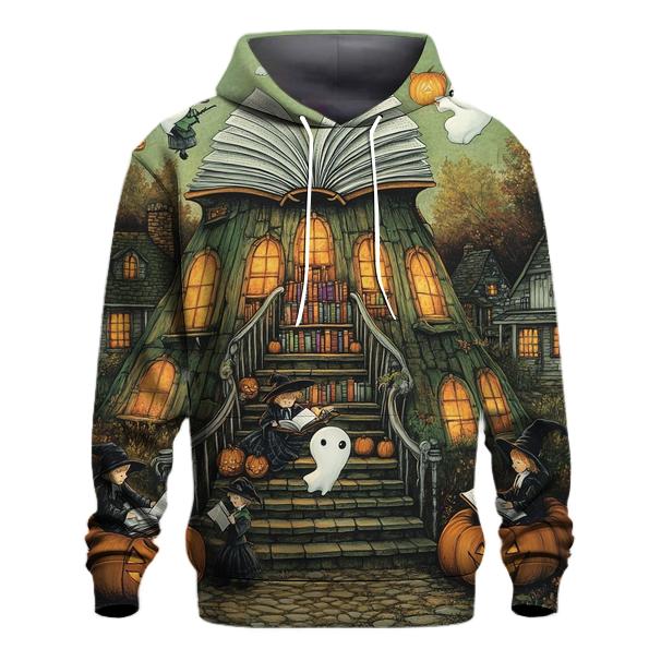 Storybook Haunted Village Library pullover hoodies