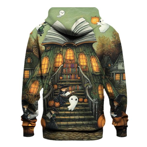 Storybook Haunted Village Library pullover hoodies