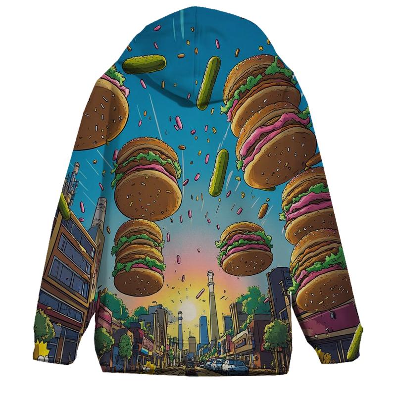 Springfield Skyline Burger Chaos graphic hoodies