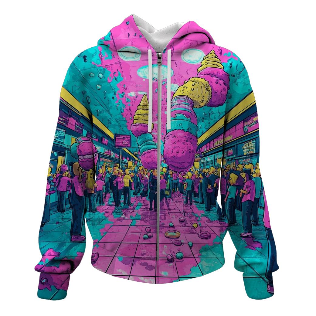 Springfield Mall Food Court Frenzy zip-up hoodies