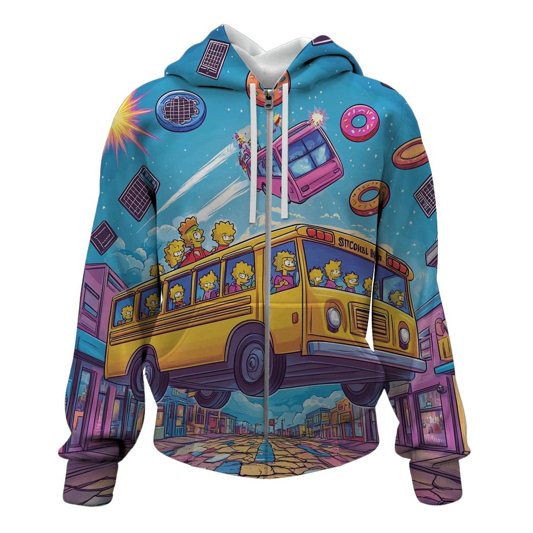 School Bus Detour To Outer Springfield graphic hoodies