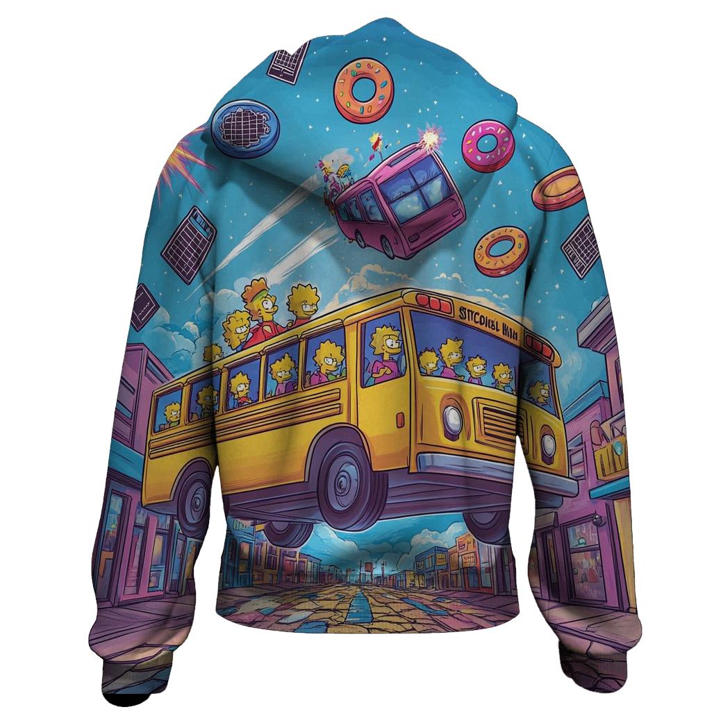 School Bus Detour To Outer Springfield graphic hoodies