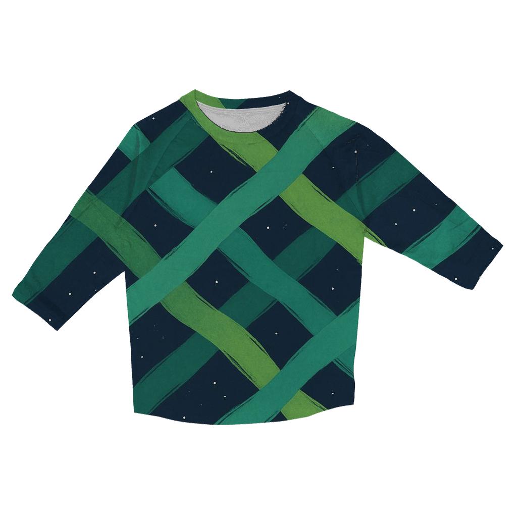 Aurora Ribbon Lattice printed three quarter sleeve shirts