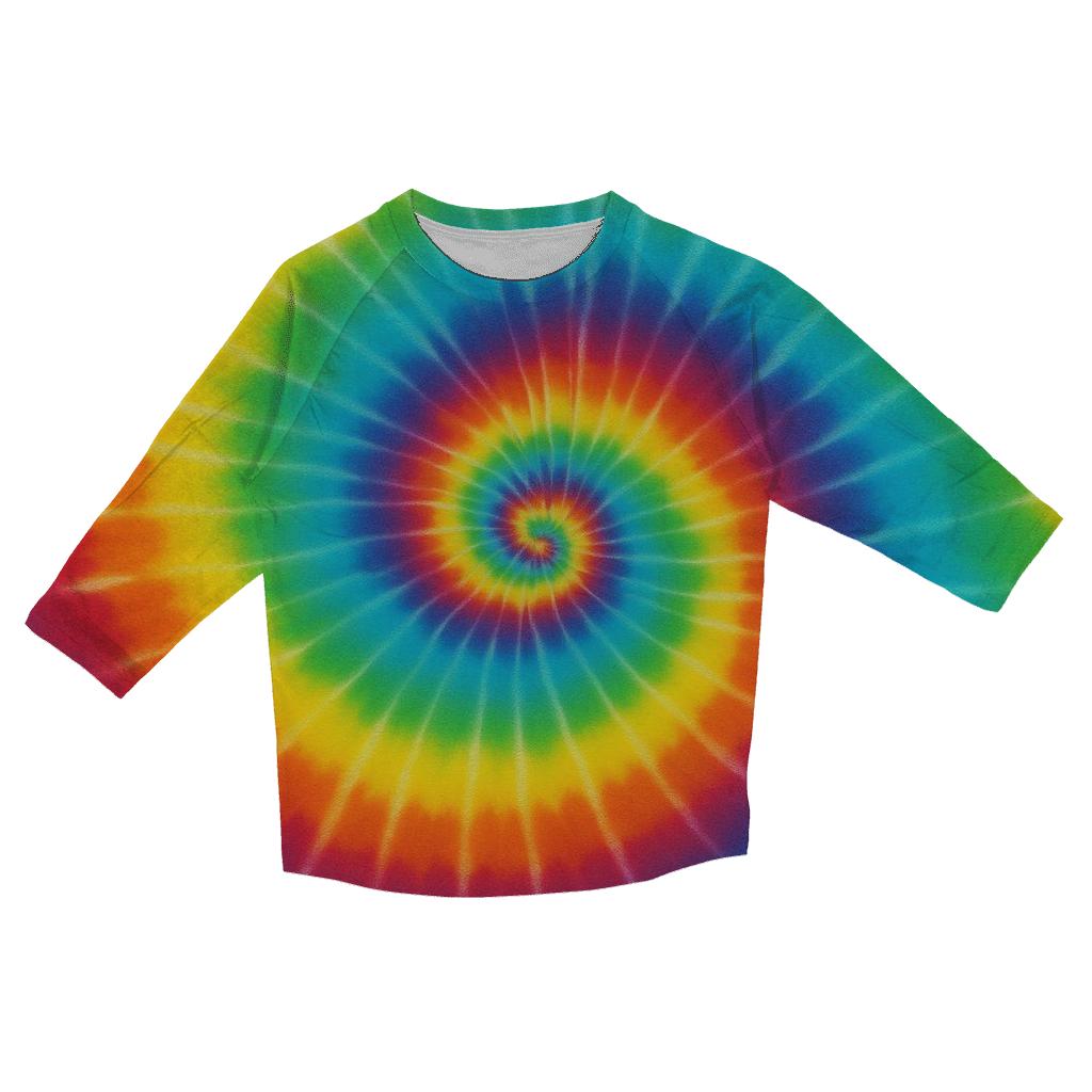 Solar Flare Rainbow Spiral Panel casual three quarter sleeve shirts