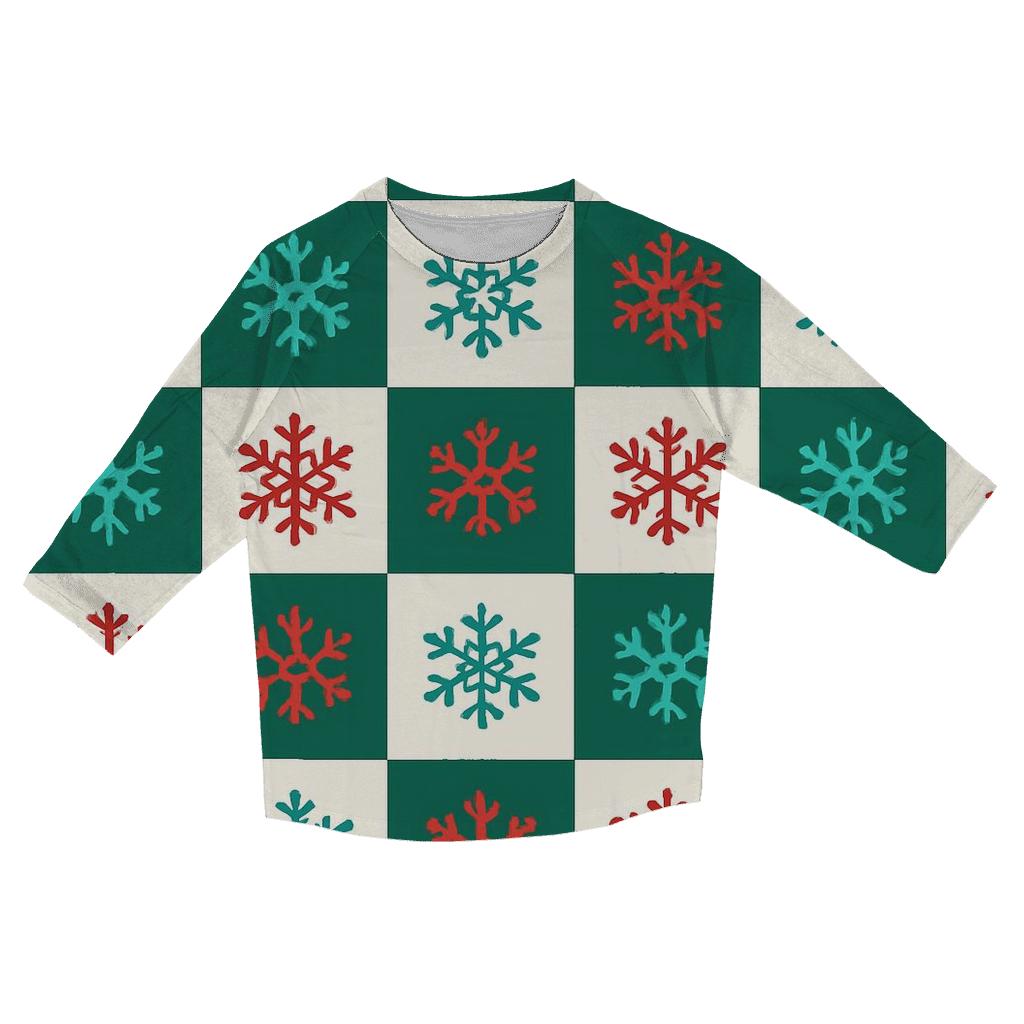 Snowflake Harmony Grid custom 3/4 sleeve shirts