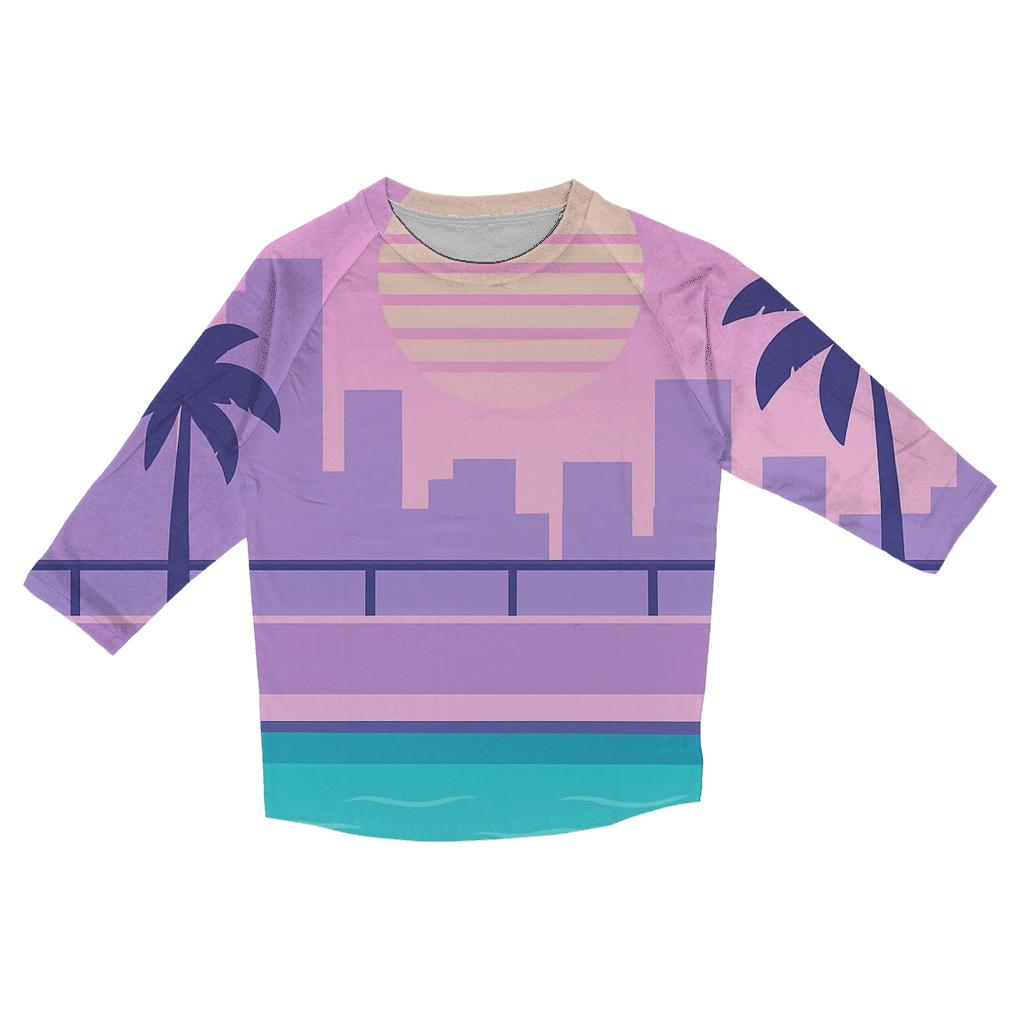 Vaporwave City Pool fashion 3/4 sleeve shirts