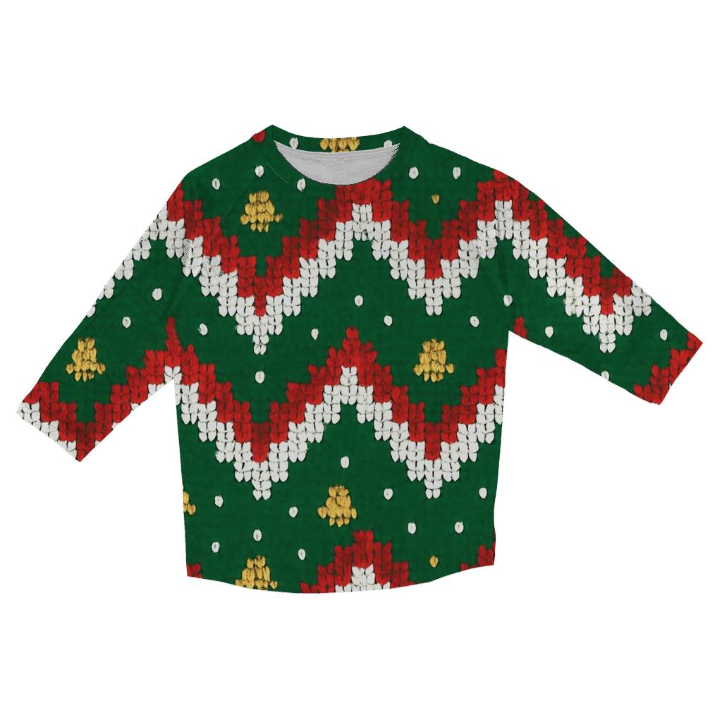 Candy Cane Pixel Zigzag Design trendy 3/4 sleeve tops