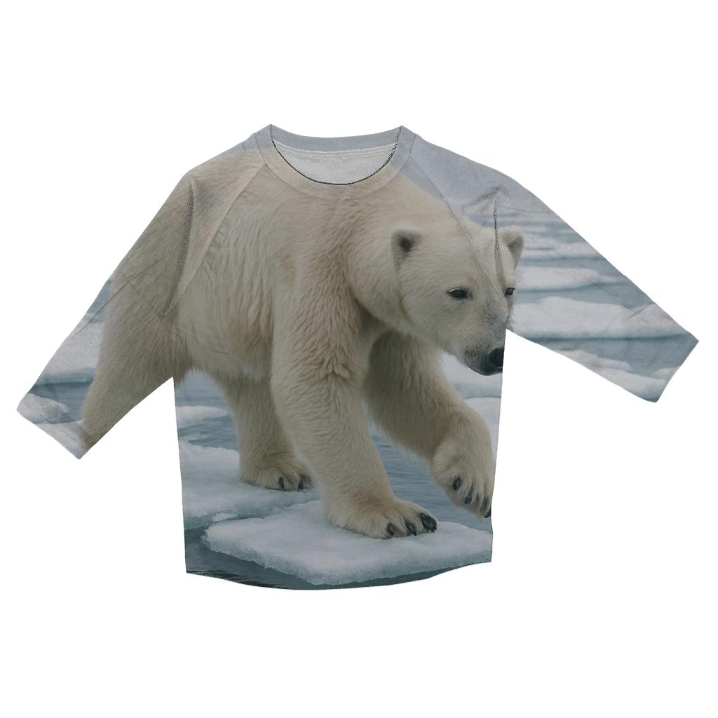 Polar Bear Crossing Drift Ice Lead casual three quarter sleeve shirts