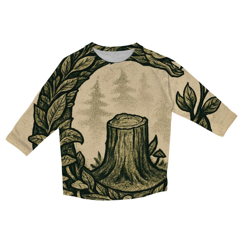 Forest Spirit Ouroboros printed three quarter sleeve shirts