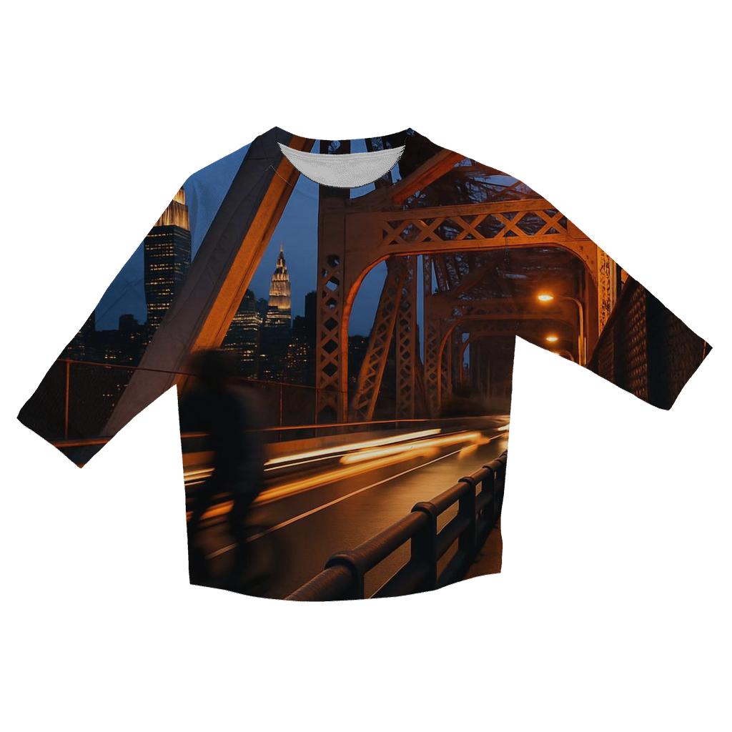 Queensboro Bridge Twilight Commute casual three quarter sleeve shirts