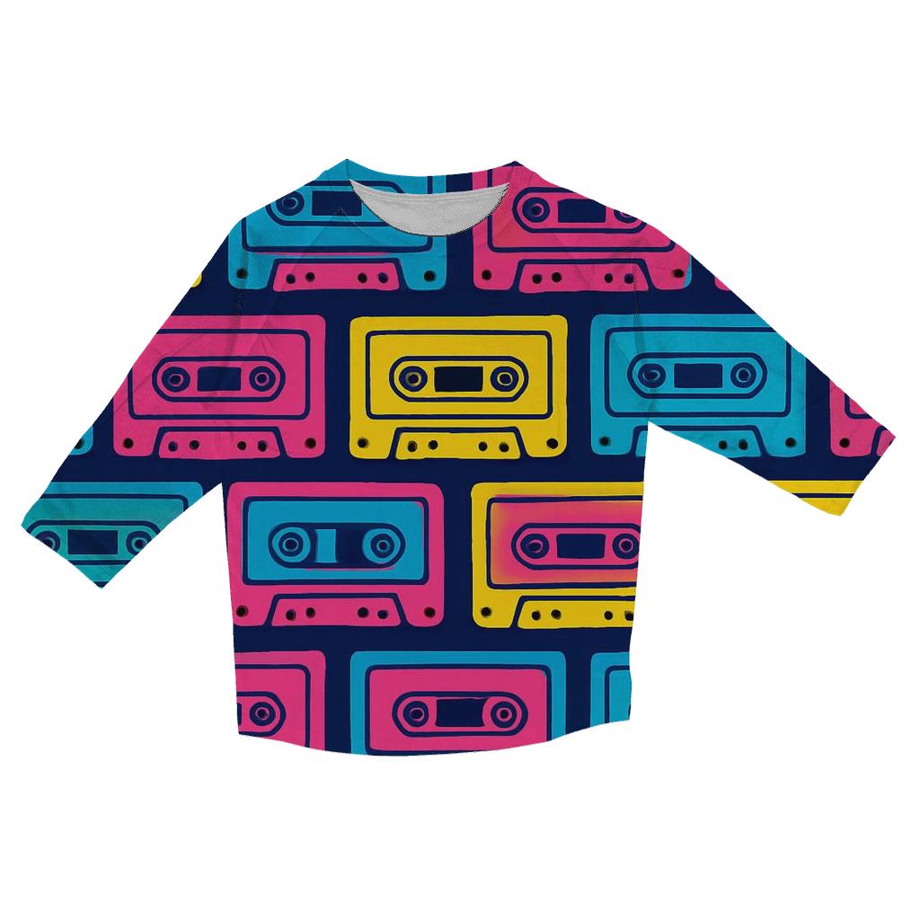 Cassette Neon Mosaic cotton quarter sleeve shirts