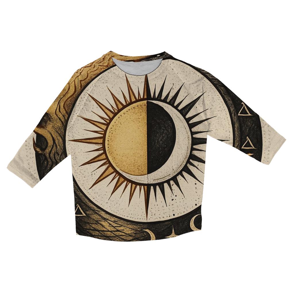 Alchemical Sun Moon Ouroboros cotton quarter sleeve shirts