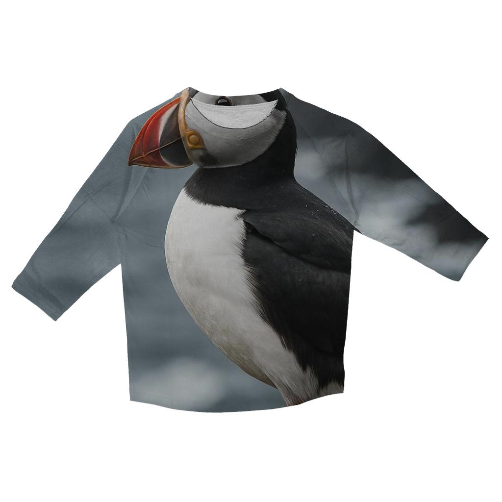 Atlantic Puffin Against Cliffside Swell trendy 3/4 sleeve tops