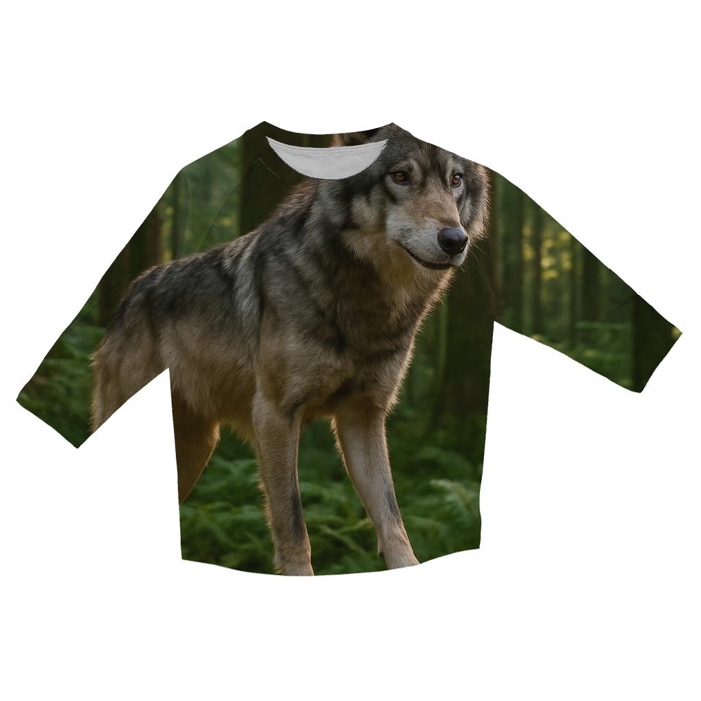 Forest Wolf Pausing On Fallen Cedar cotton quarter sleeve shirts
