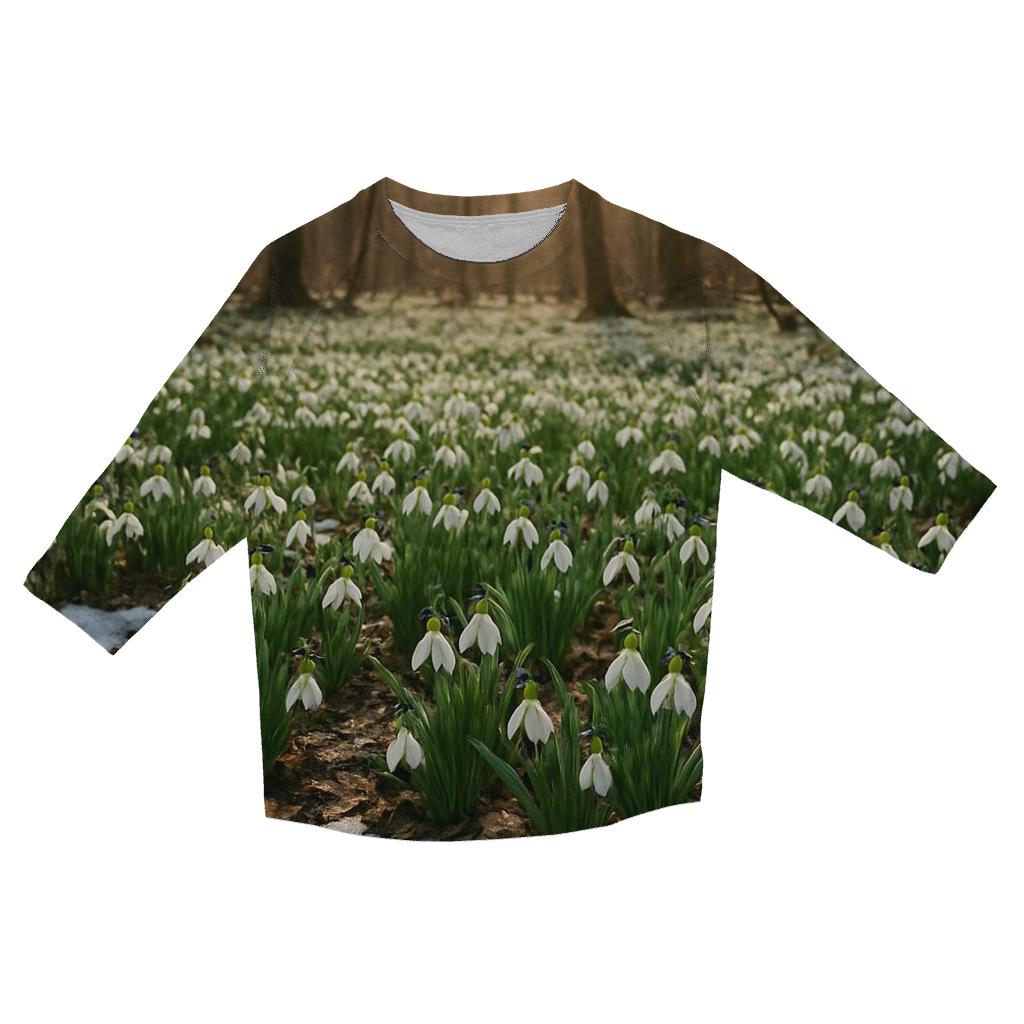 Snowdrop Carpet Beneath Thawing Forest personalized 3/4 sleeve tees