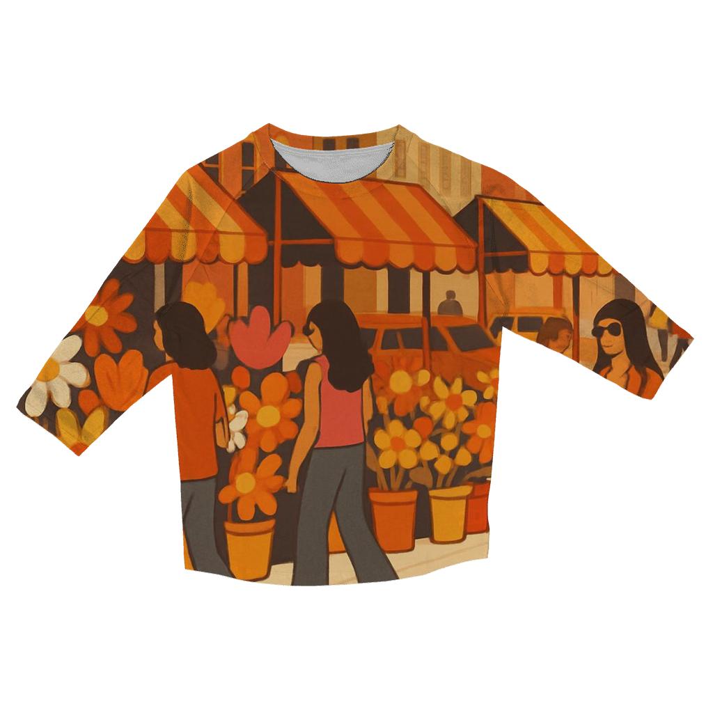 Funky Flower Market Stroll fashion 3/4 sleeve shirts