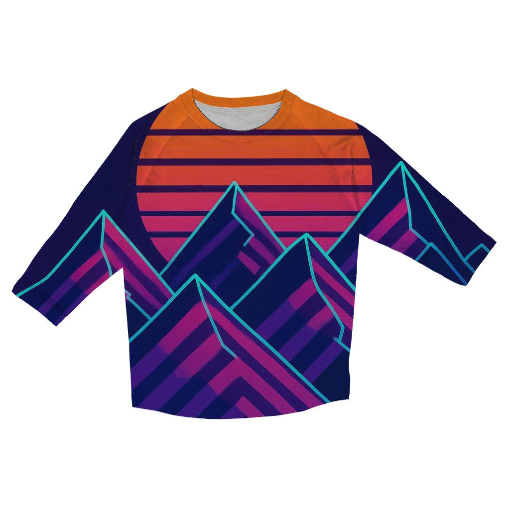 Retro Synth Mountain Lines trendy 3/4 sleeve tops