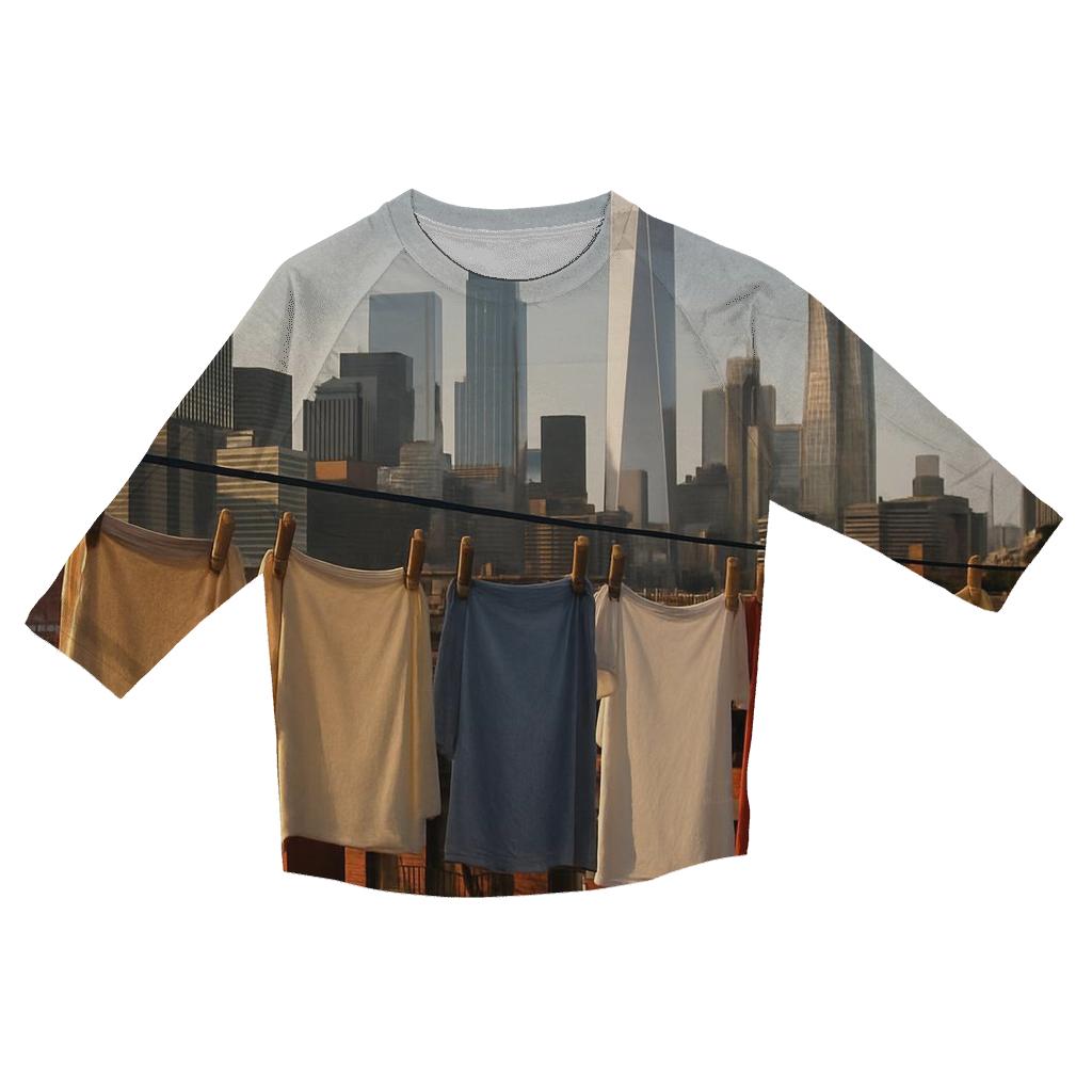 Chinatown Rooftop Laundry And Skyline custom 3/4 sleeve shirts