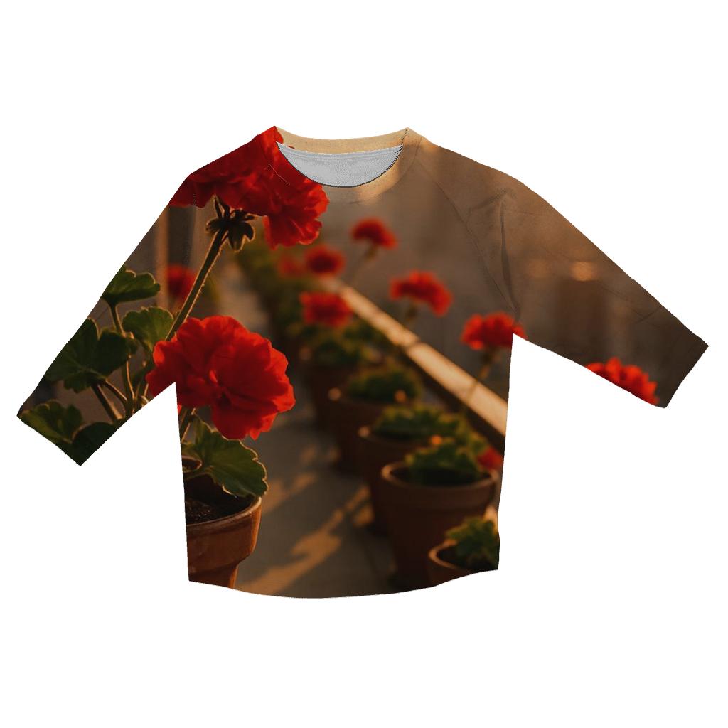 Urban Balcony Geraniums At Sunset stylish quarter sleeve tops