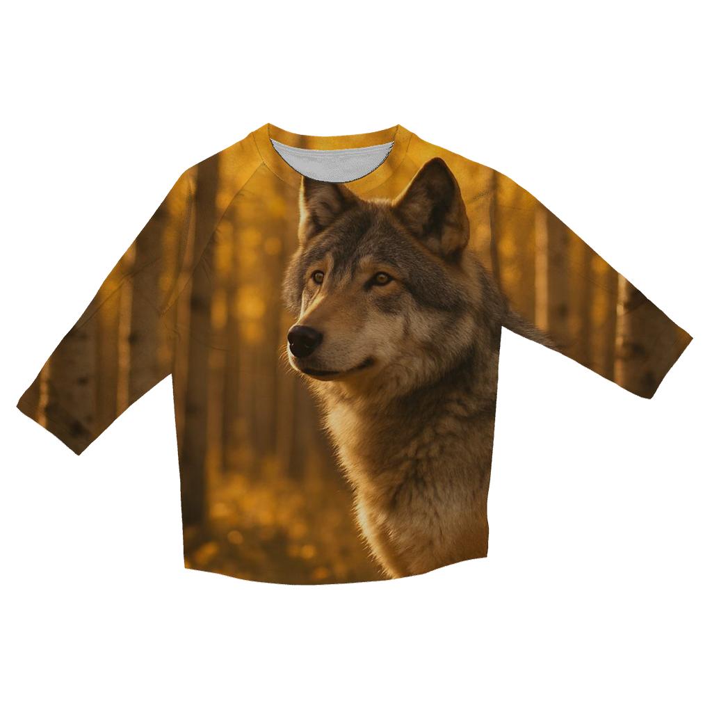 Wolf Listening In Autumn Aspen Grove casual three quarter sleeve shirts