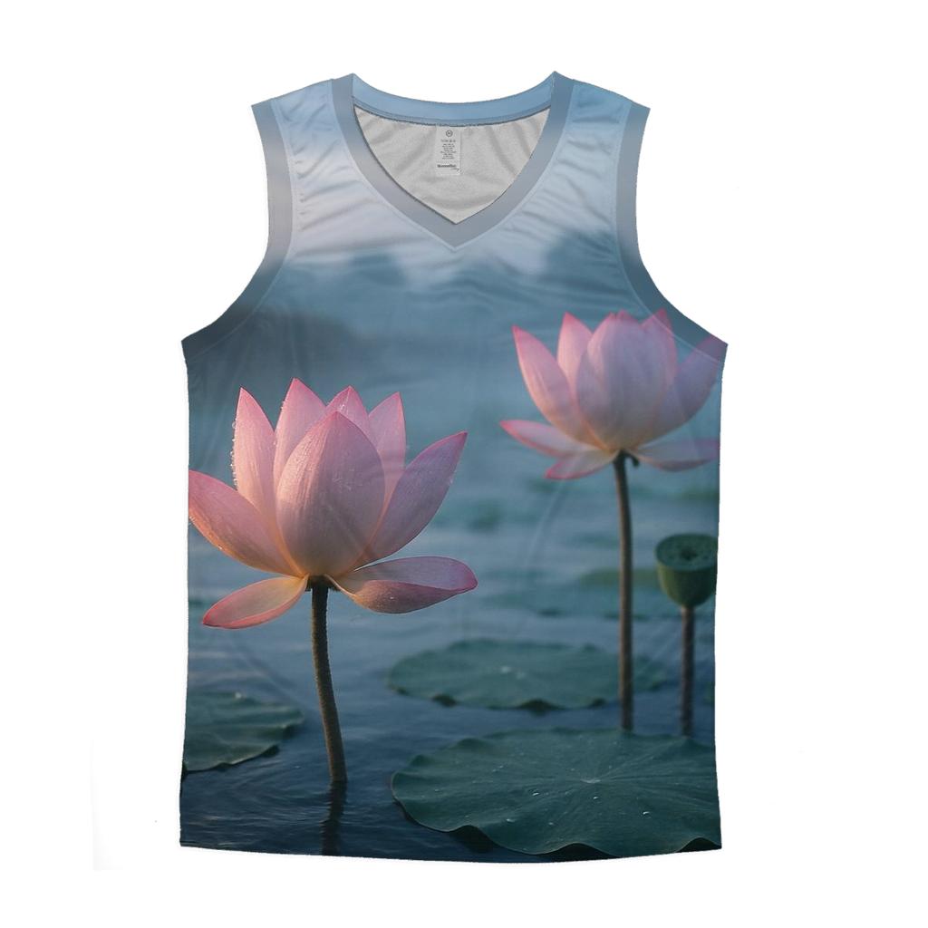 Lotus Pond At Monsoon Dawn cotton sleeveless tops