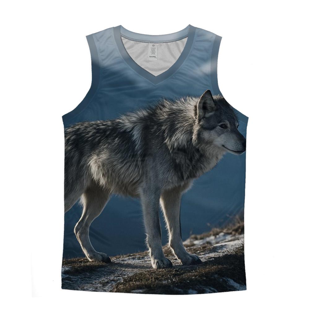 Alpine Wolf On Wind Carved Ridge custom tank tops