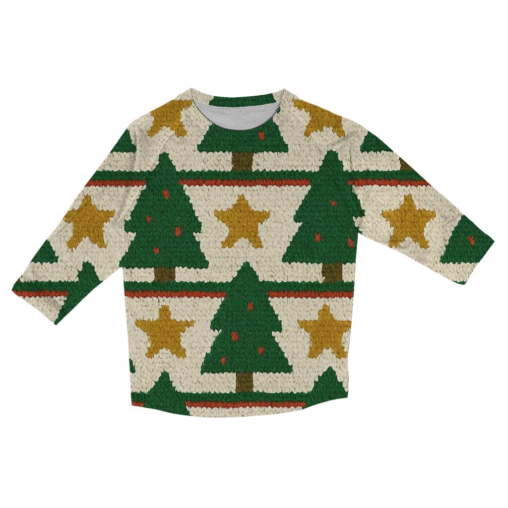 Evergreen Star Stack Brick Design casual three quarter sleeve shirts