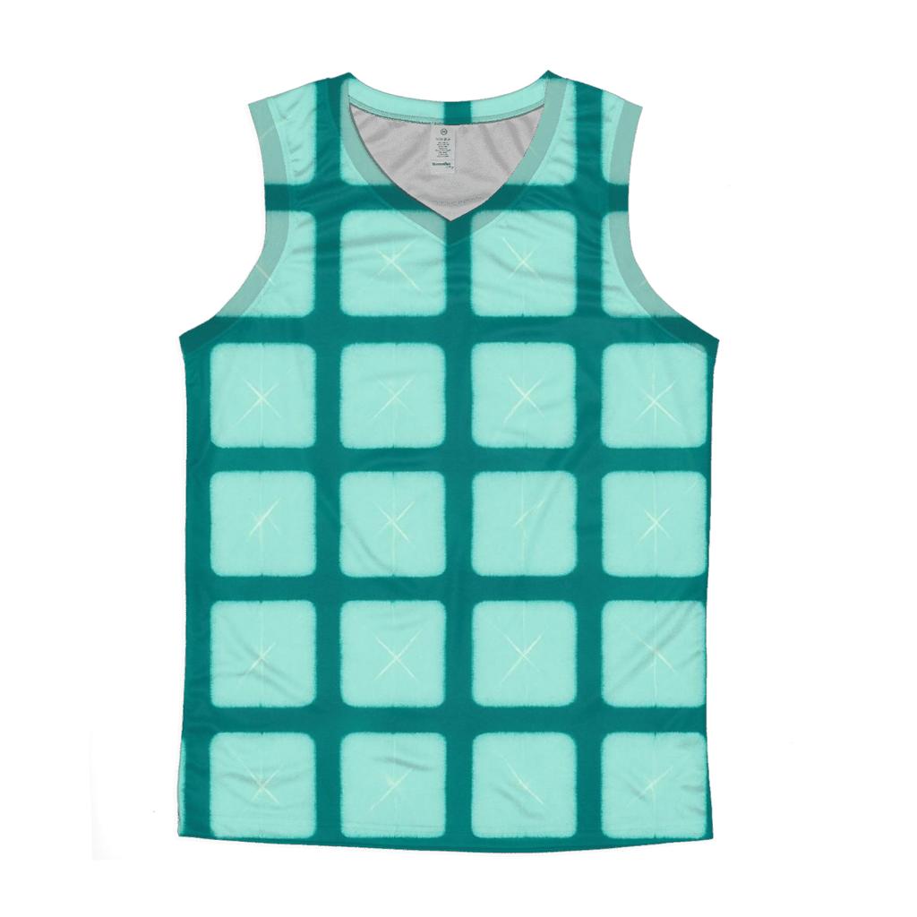 Teal Itajime Clamp Grid Tapestry casual summer tank tops