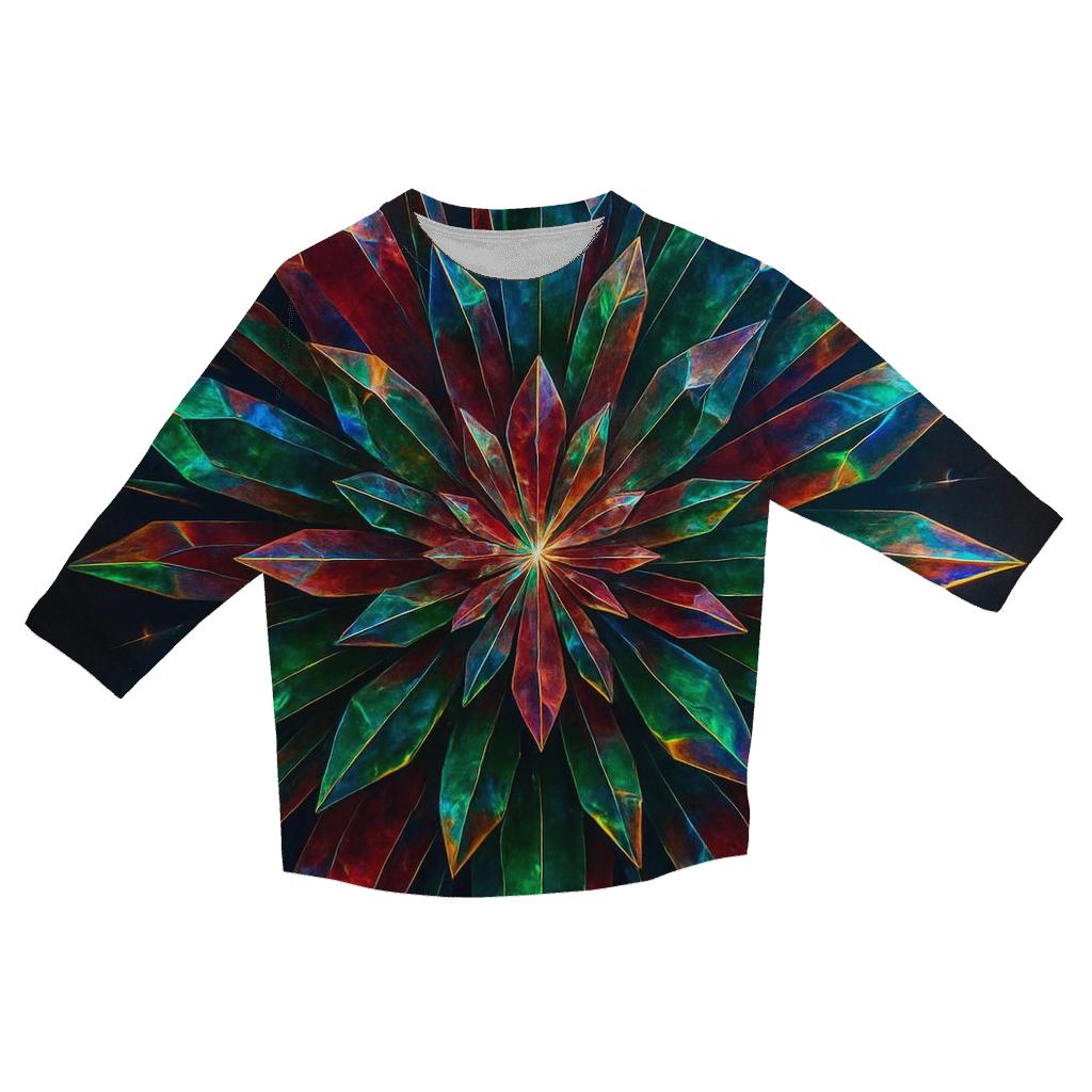 Prismatic Crystal Bloom designer 3/4 sleeve blouses