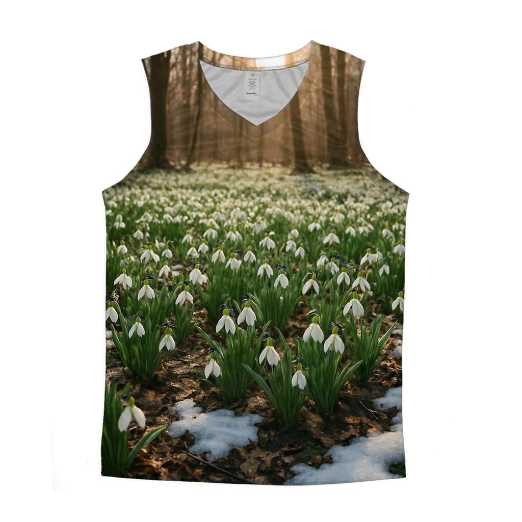 Snowdrop Carpet Beneath Thawing Forest personalized athletic tanks