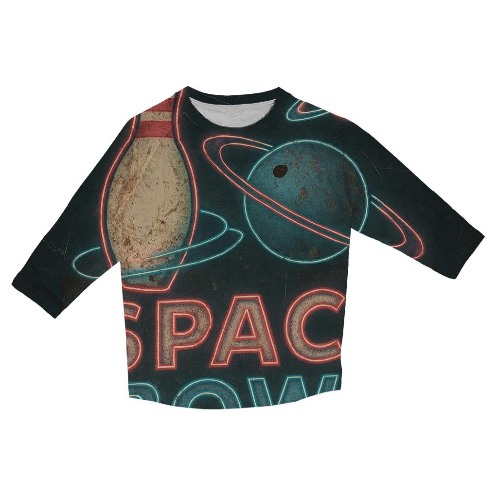 Distressed Neon Space Bowl Sign custom 3/4 sleeve shirts