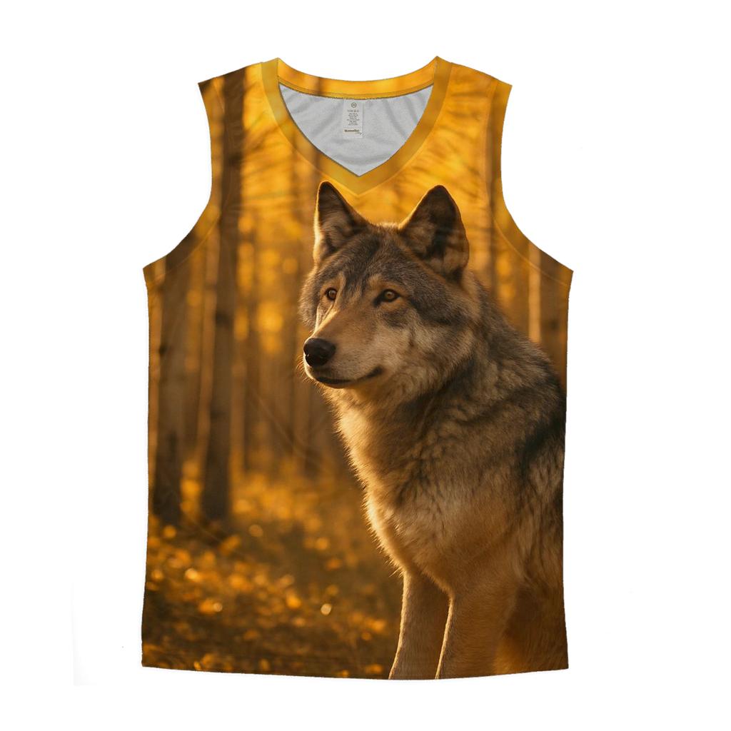 Wolf Listening In Autumn Aspen Grove custom tank tops