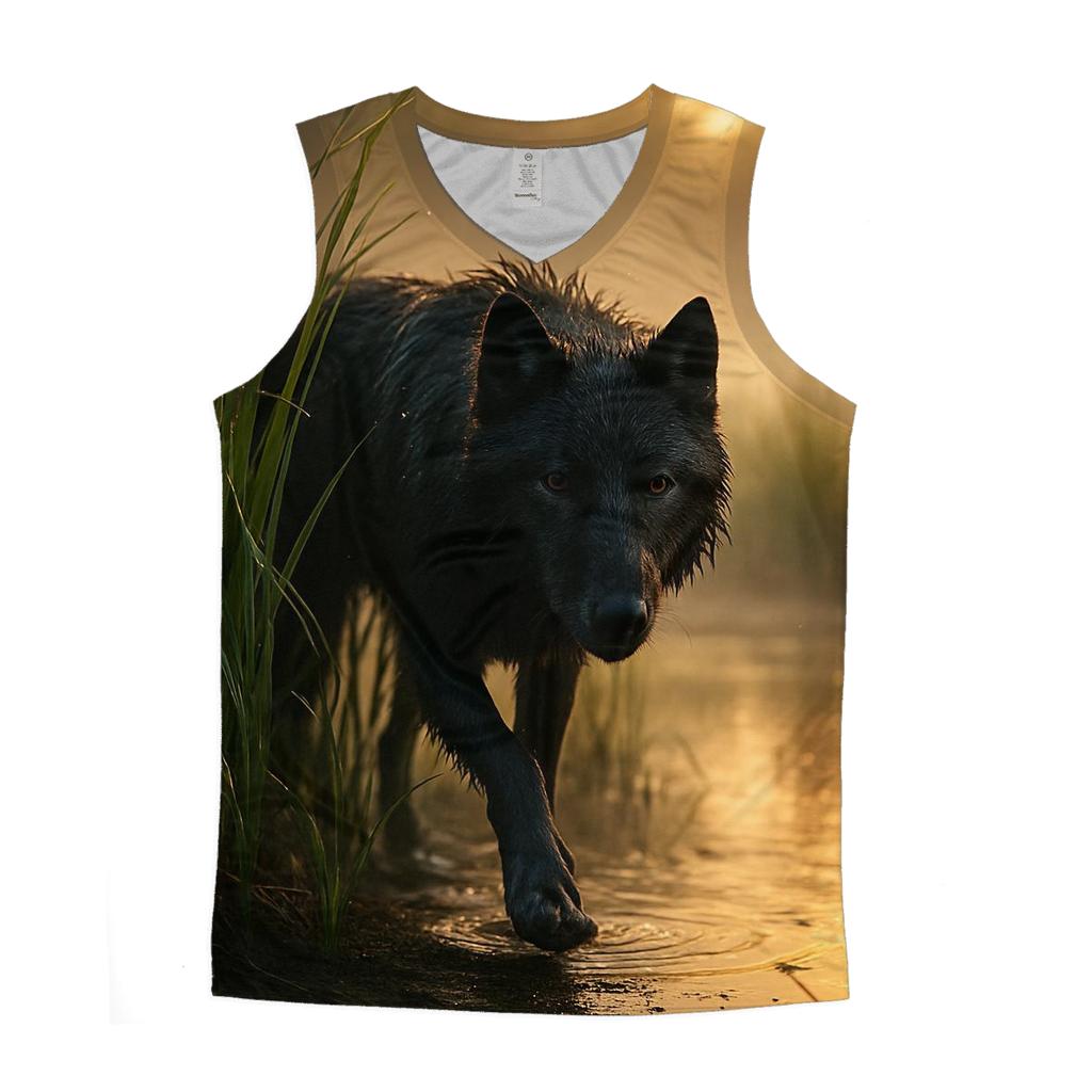 Wetland Wolf Emerging From Reed Bed stylish racerback tanks