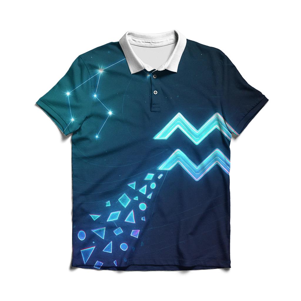Aquarius Holographic Starstream designer slim fit polos