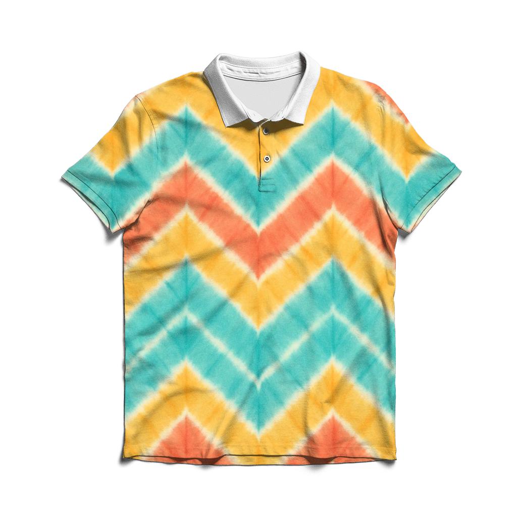 Sunset Chevron Accordion Waves custom polo shirts