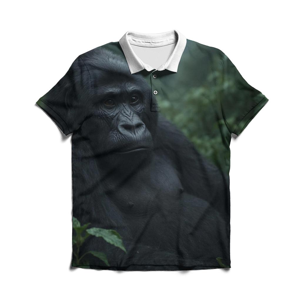 Mountain Gorilla Resting In Cloud Forest branded logo polo shirts