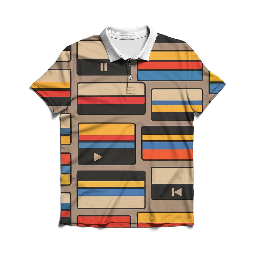 VHS Rewind Pattern classic pique polos